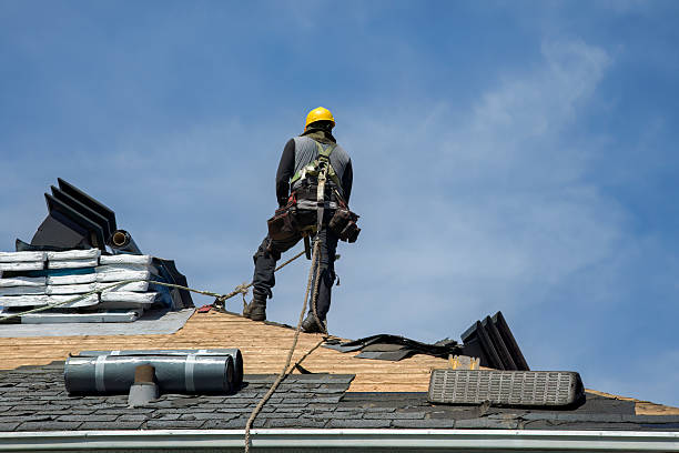 Professional Gutter Installation technician working in Waldron, MI